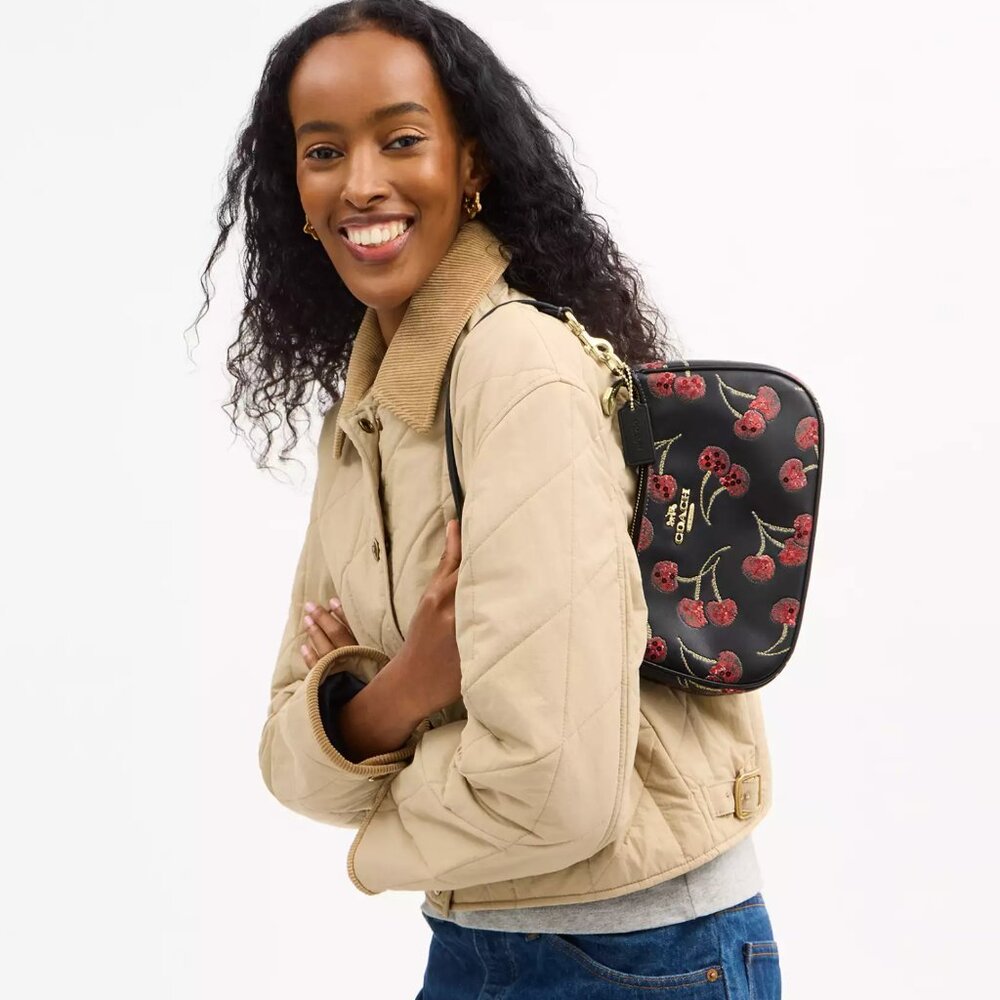 Coach CCZ16 Teri Shoulder Bag Leather Crossbody With Cherry Print NWT - Picture 2 of 12